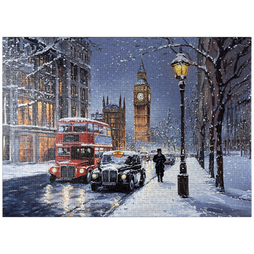 puzzleplate Big Ben London Snowy Night Street Scene 1000 Jigsaw Puzzle