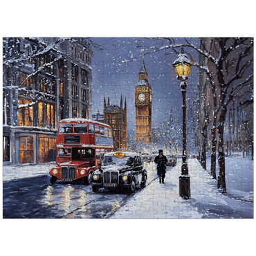 puzzleplate Big Ben London Snowy Night Street Scene 300 Jigsaw Puzzle