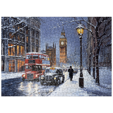 puzzleplate Big Ben London Snowy Night Street Scene 500 Jigsaw Puzzle