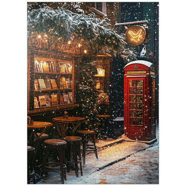 puzzleplate London Red Telephone Booth Snowy Christmas Street 1000 Jigsaw Puzzle