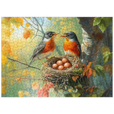 puzzleplate Autumn Songbird Nest with Eggs 500 Jigsaw Puzzle
