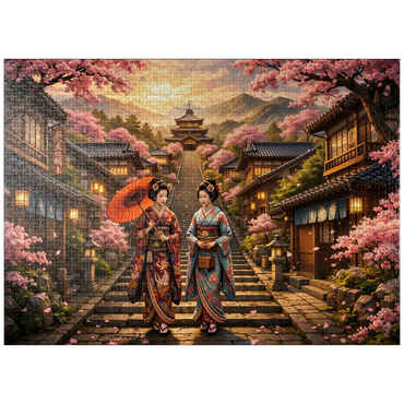 puzzleplate Kyoto Pagoda Street Cherry Blossoms 1000 Jigsaw Puzzle