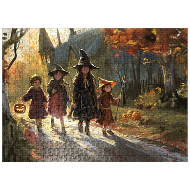 puzzleplate Haunted Village Halloween Trick or Treat Scene 500 Jigsaw Puzzle