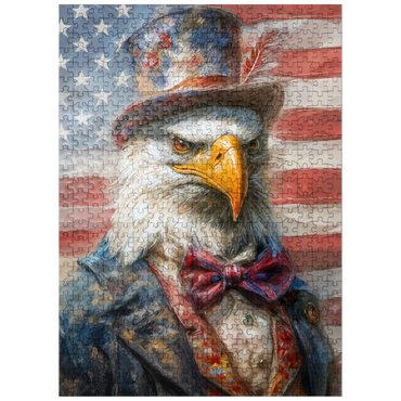 puzzleplate Patriotic Bald Eagle American Flag Portrait 500 Jigsaw Puzzle