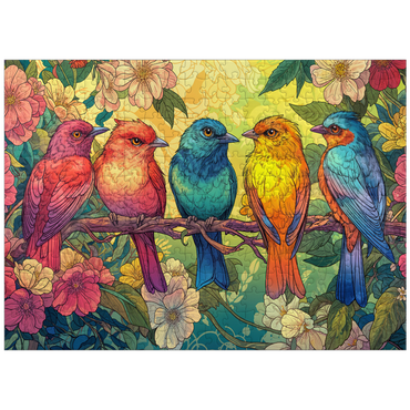 puzzleplate Colorful Songbirds on Floral Branches 300 Jigsaw Puzzle