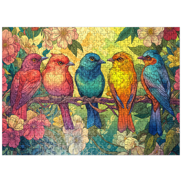 puzzleplate Colorful Songbirds on Floral Branches 500 Jigsaw Puzzle