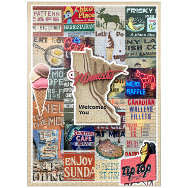 puzzleplate Travel Minnesota Poster, Foodie Collage 1000 Jigsaw Puzzle