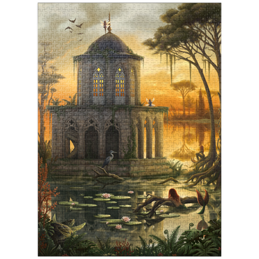 puzzleplate The Gothic Library Temple Lake - Sarah Richter 1000 Jigsaw Puzzle