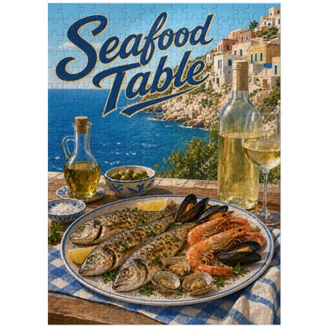 puzzleplate Amalfi Coast Seafood Table by the Sea 300 Jigsaw Puzzle