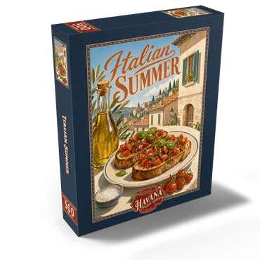 Italian Summer - Tuscany Italy Bruschetta Sunlit Village 500 Jigsaw Puzzle box view2