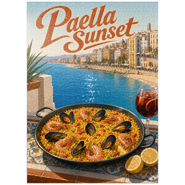 puzzleplate Spanish Mediterranean Coast Paella Sunset Scene 1000 Jigsaw Puzzle