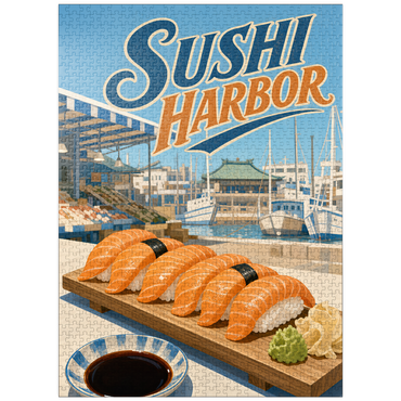 puzzleplate Sushi Harbor Waterfront Market Salmon Nigiri 1000 Jigsaw Puzzle