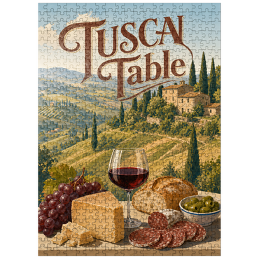 puzzleplate Tuscan Countryside Wine and Cheese Still Life 500 Jigsaw Puzzle