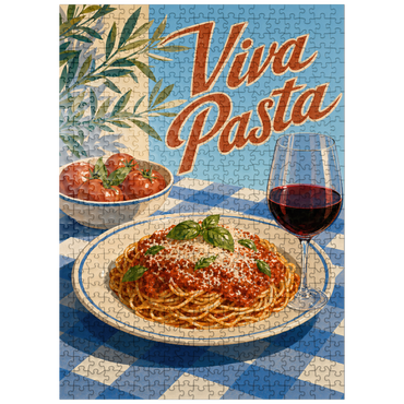 puzzleplate Viva Pasta Italian Spaghetti and Wine Sign 500 Jigsaw Puzzle