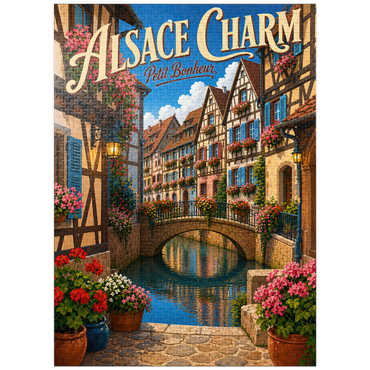 puzzleplate Alsace Canal Village Floral Charm 1000 Jigsaw Puzzle