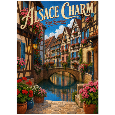 puzzleplate Alsace Canal Village Floral Charm 300 Jigsaw Puzzle