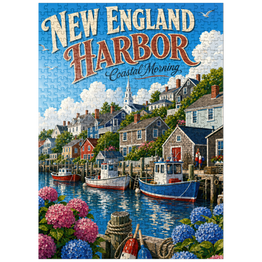 puzzleplate New England Harbor Coastal Morning 500 Jigsaw Puzzle