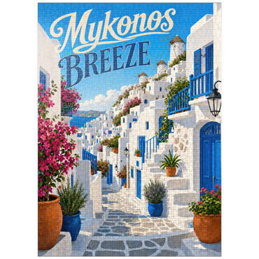 puzzleplate Mykonos Windmills Coastal Charm 1000 Jigsaw Puzzle