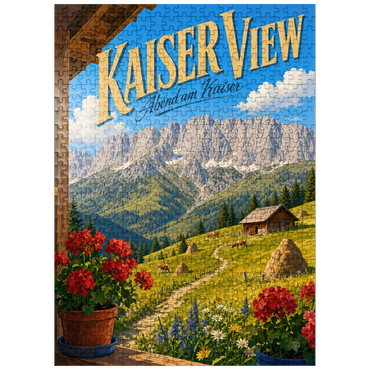 puzzleplate Kaiser Mountains Alpine Meadow Serenity 500 Jigsaw Puzzle