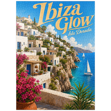 puzzleplate Ibiza Coastal Village Golden Glow 1000 Jigsaw Puzzle