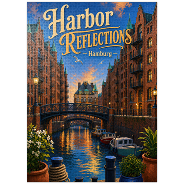 puzzleplate Hamburg Harbor Sunset Reflections 1000 Jigsaw Puzzle