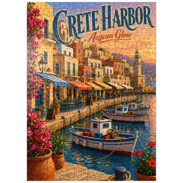 puzzleplate Crete Harbor Aegean Sunset Glow 500 Jigsaw Puzzle