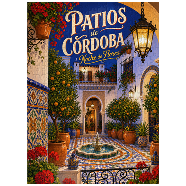 puzzleplate Patios de Cordoba Floral Night Charm 300 Jigsaw Puzzle