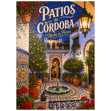 puzzleplate Patios de Cordoba Floral Night Charm 500 Jigsaw Puzzle