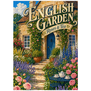 puzzleplate English Garden Roses Tea Charm 300 Jigsaw Puzzle