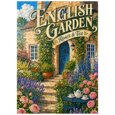 puzzleplate English Garden Roses Tea Charm 500 Jigsaw Puzzle