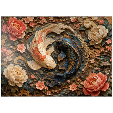 puzzleplate Yin Yang Koi Floral Elegance 1000 Jigsaw Puzzle