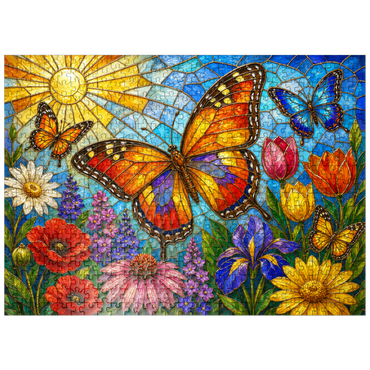 puzzleplate Butterfly Garden in Stained Glass 500 Jigsaw Puzzle