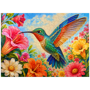 puzzleplate Jeweled Hummingbird Flower Garden 300 Jigsaw Puzzle