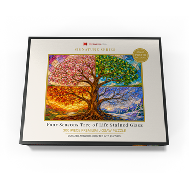 Four Seasons Tree of Life Stained Glass 300 Jigsaw Puzzle box view3