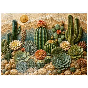 puzzleplate Ceramic Cactus Garden Bloom 500 Jigsaw Puzzle