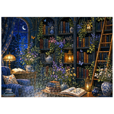 puzzleplate Botanical Midnight Library Glow 500 Jigsaw Puzzle