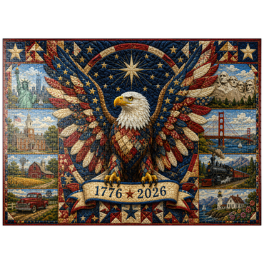 puzzleplate American Eagle Heritage Quilt 1000 Jigsaw Puzzle