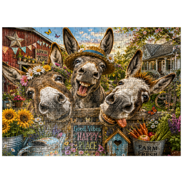 puzzleplate Three Silly Donkeys Farm Charm 500 Jigsaw Puzzle