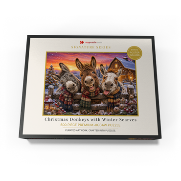 Christmas Donkeys with Winter Scarves 500 Jigsaw Puzzle box view3