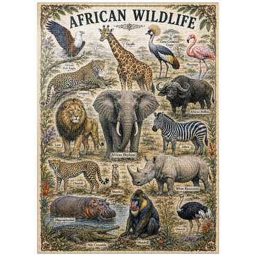 puzzleplate African Wildlife Vintage Art Poster 1000 Jigsaw Puzzle