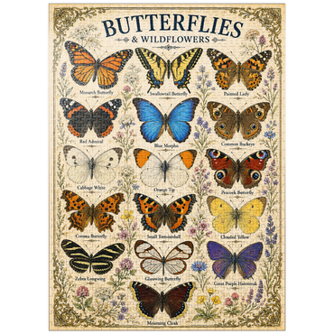 puzzleplate Butterflies and Wildflowers Vintage Art Poster 1000 Jigsaw Puzzle