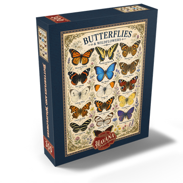 Butterflies and Wildflowers Vintage Art Poster 300 Jigsaw Puzzle box view2