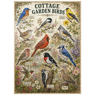 puzzleplate Cottage Garden Birds Vintage Poster 500 Jigsaw Puzzle