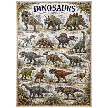 puzzleplate Dinosaurs Vintage Art Poster 500 Jigsaw Puzzle