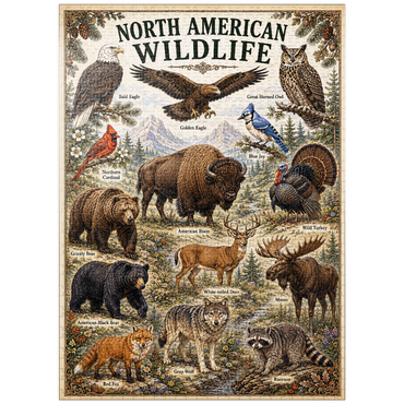 puzzleplate North American Wildlife Vintage Poster 1000 Jigsaw Puzzle