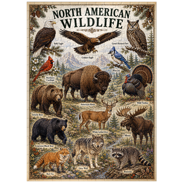 puzzleplate North American Wildlife Vintage Poster 300 Jigsaw Puzzle