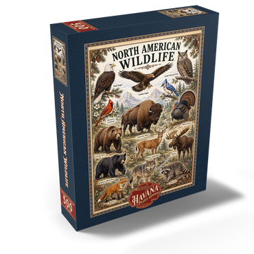 North American Wildlife Vintage Poster 500 Jigsaw Puzzle box view2
