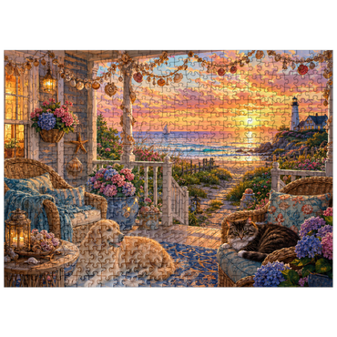 puzzleplate Beach House Shell Porch 500 Jigsaw Puzzle