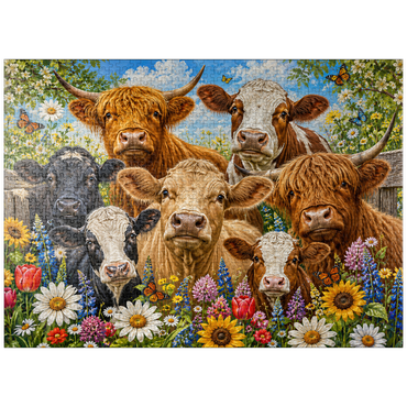 puzzleplate Flower Crown Cows Farm Meadow 1000 Jigsaw Puzzle