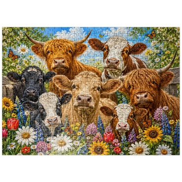 puzzleplate Flower Crown Cows Farm Meadow 500 Jigsaw Puzzle